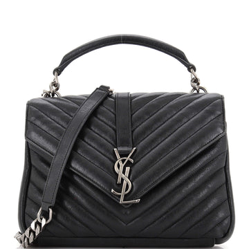 Saint Laurent Classic Monogram College Bag Matelasse Chevron Leather Medium