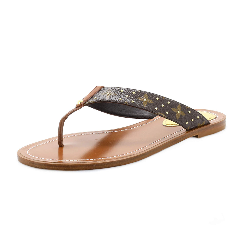 Louis Vuitton Women's Sunny Flat Thong Sandals Monogram Canvas Brown 2324791