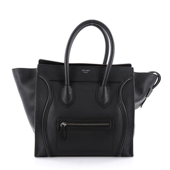 Celine Luggage Handbag Grainy Leather Mini Black 2325002