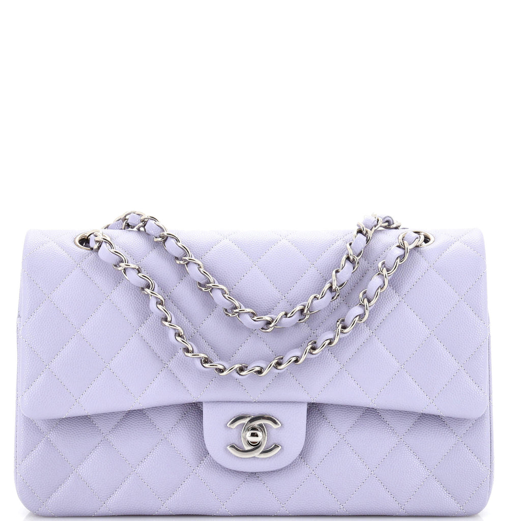 Chanel Classic Double Flap Bag Quilted Caviar Medium Purple 2325012
