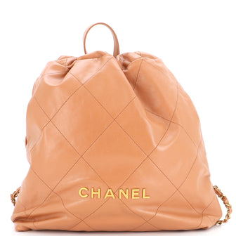 Chanel 22 Chain Backpack Quilted Calfskin Large Neutral 2311761