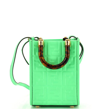 Fendi Sunshine Shopper Tote Zucca Embossed Leather Mini