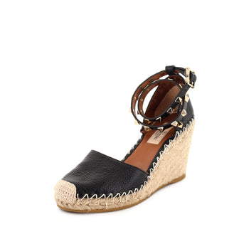 Valentino Garavani Women's Rockstud Wedge Espadrilles Leather