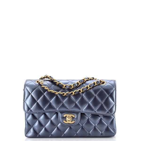 Chanel Classic Flap Bag Navy Blue Mini Lambskin Gold Hardware