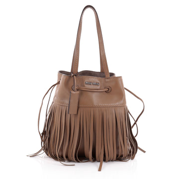 Miu Miu Fringe Shoulder Bag Leather Medium