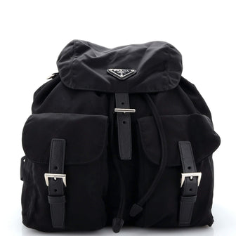 Prada Double Front Pocket Backpack Tessuto Small