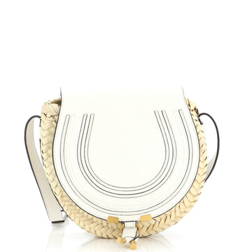 Chloe Marcie Basket Crossbody Bag Raffia and Leather Small