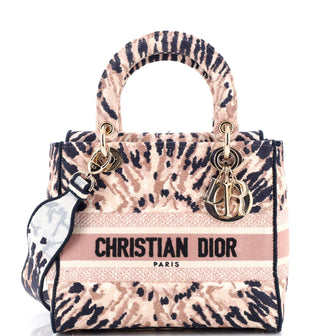 Christian Dior Lady D-Lite Bag Embroidered Canvas Medium