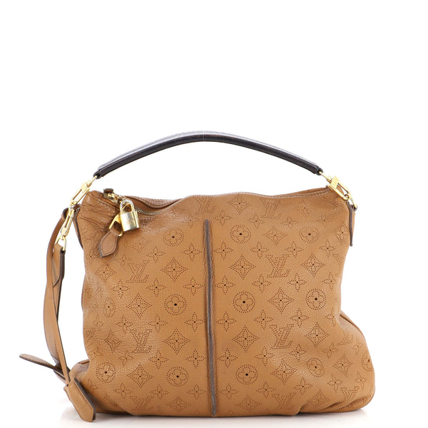 Louis Vuitton Selene Handbag Mahina Leather PM Brown