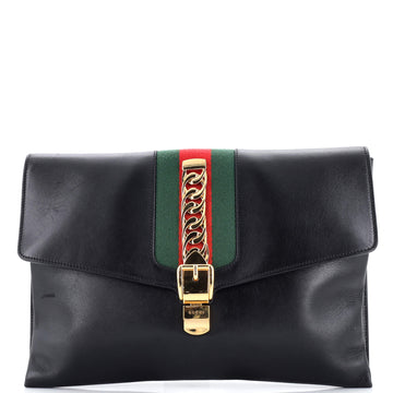 Gucci Sylvie Clutch Leather Maxi
