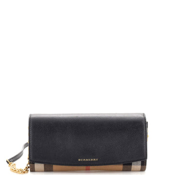 Burberry Henley Wallet on Chain Leather with House Check Canvas