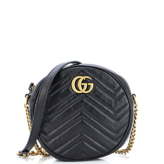 Gucci GG Marmont Round Shoulder Bag Matelasse Leather Mini