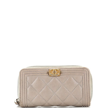 Chanel So Black Boy Zip Around Wallet Quilted Caviar Small