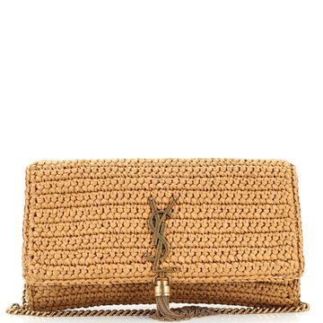 Saint Laurent Kate 99 Tassel Flap Bag Woven Raffia Medium