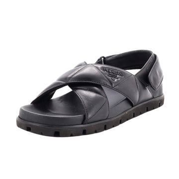 Prada Women's Logo Slingback Sandals Quilted Leather