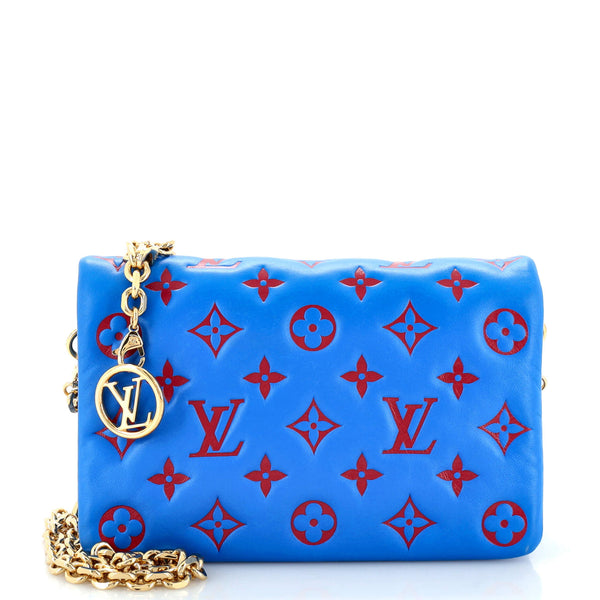 Louis Vuitton Coussin Pochette Monogram Embossed Lambskin Blue