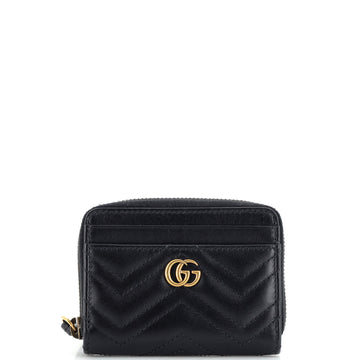 Gucci GG Marmont Zip Around Card Case Matelasse Leather