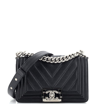 Chanel Boy Flap Bag Chevron Calfskin Small