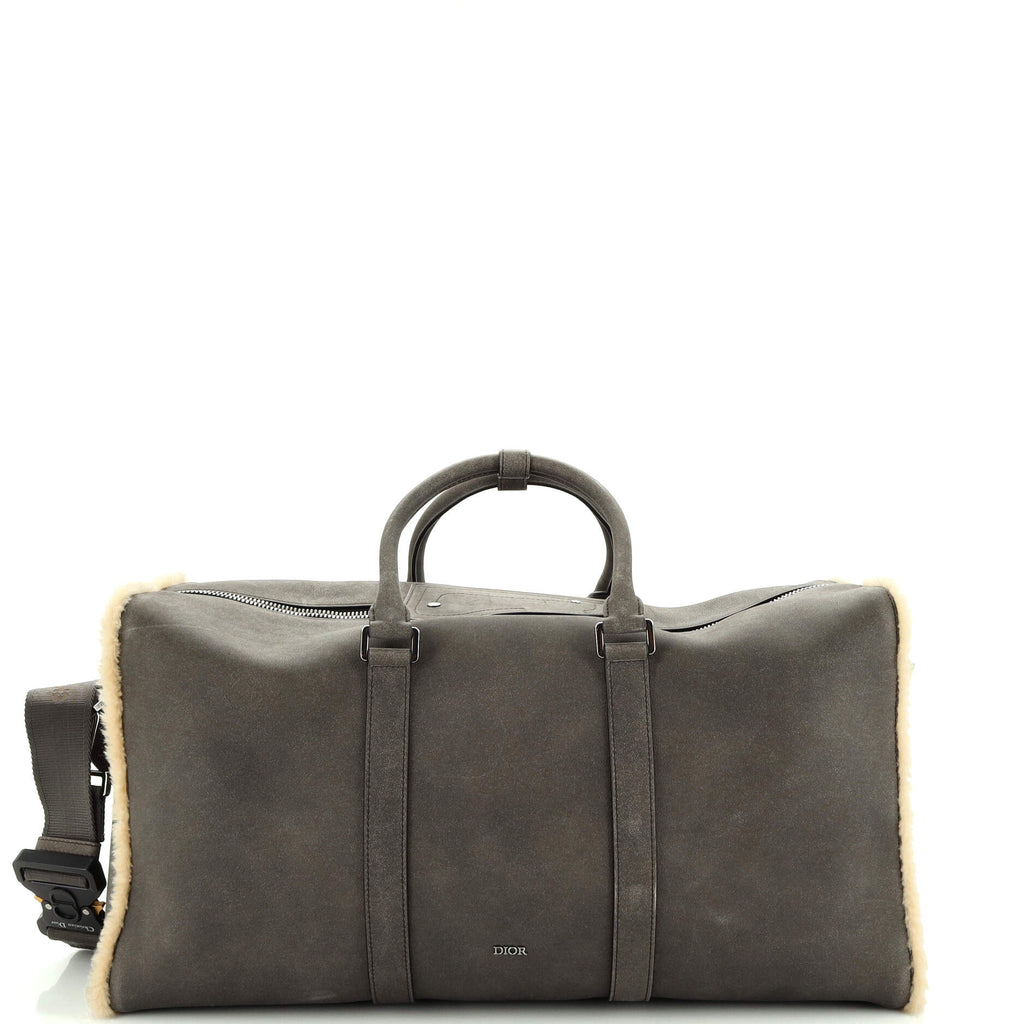 dior travel bag men's Christian Dior Lingot Duffle Bag Leather with Shearling 50 232846