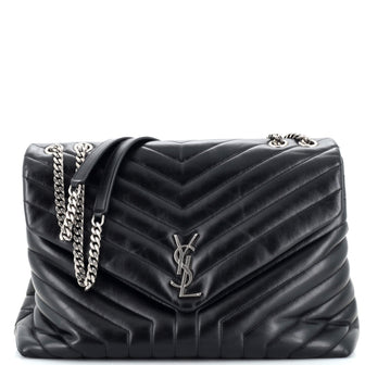 Saint Laurent Loulou Shoulder Bag Matelasse Chevron Leather Large
