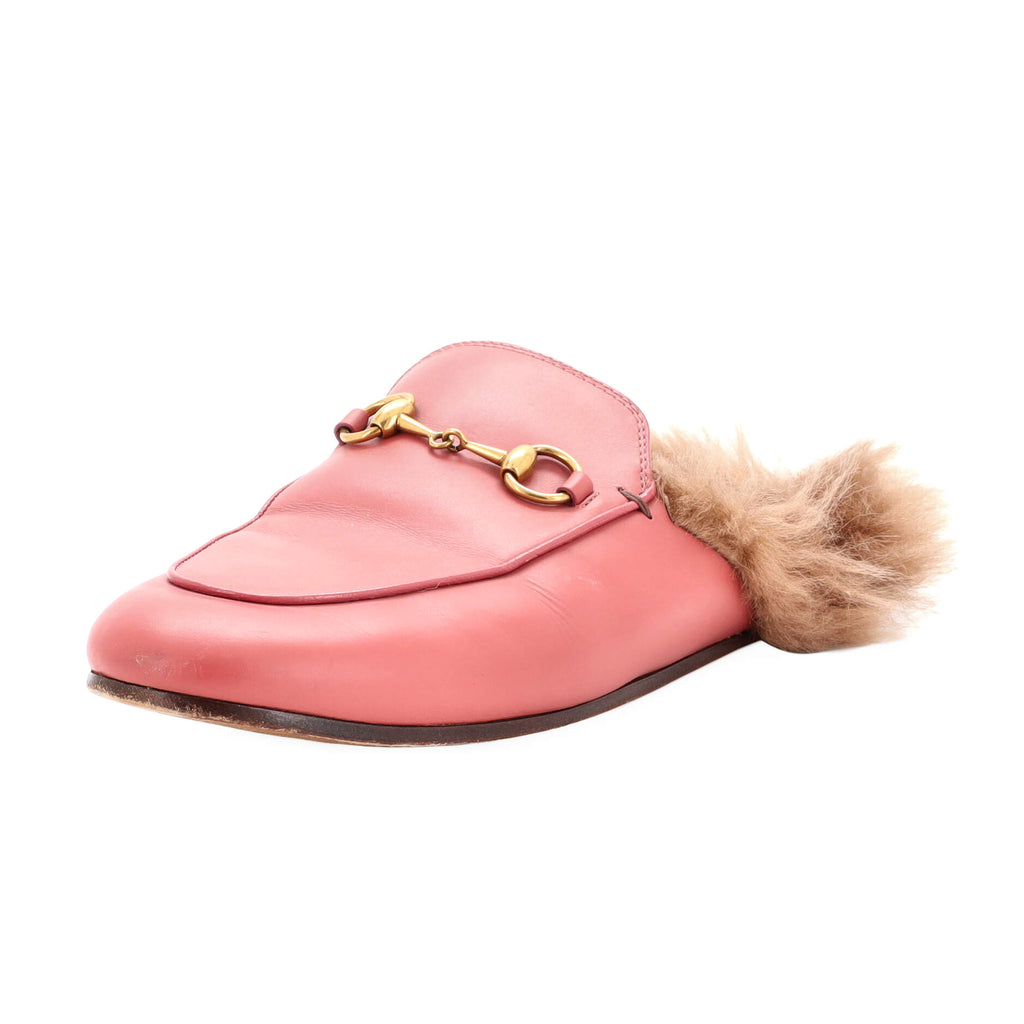 Gucci Women's Princetown Mules Leather with Fur Pink 2329051
