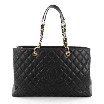Chanel Grand Shopping Tote Quilted Caviar XL Black