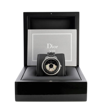 Christian Dior VIII Grand Bal Automatic Watch Ceramic and Stainless Steel with Diamond Bezel and Mother of Pearl and Scattered Diamond Dial 38