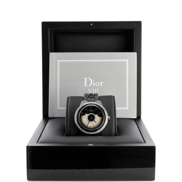 Christian Dior VIII Grand Bal Automatic Watch Ceramic and Stainless Steel with Diamond Bezel and Mother of Pearl and Scattered Diamond Dial 38