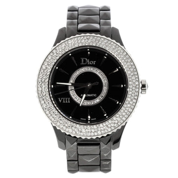 Christian Dior VIII Christal Automatic Watch Ceramic and Stainless Steel with Diamond Bezel and Dial 38