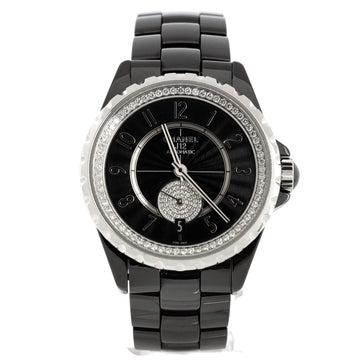 Chanel J12-365 Automatic Watch Ceramic and Stainless Steel with Diamond Bezel and Seconds Sub-Dial 36