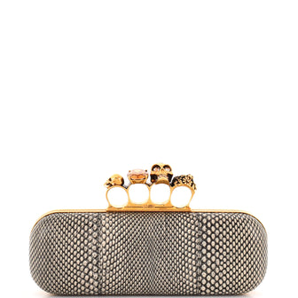 Alexander McQueen Knuckle Box Clutch Python Long