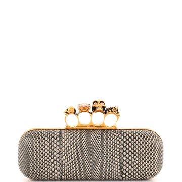 Alexander McQueen Knuckle Box Clutch Python Long