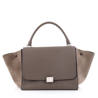 Celine Trapeze Handbag Leather Medium Gray 2329601
