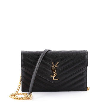 Saint Laurent Classic Monogram Chain Wallet Matelasse Black 2329806