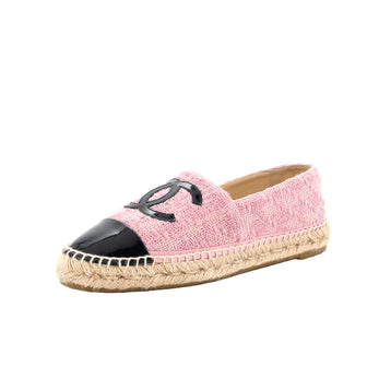 Chanel Women's CC Cap Toe Espadrilles Tweed with Grosgrain
