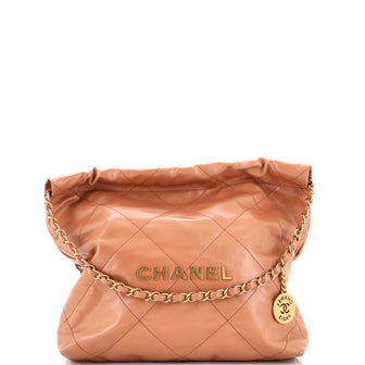 Chanel Mini 22 Bag Brown Calfskin Gold Hardware