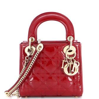 Christian Dior Lady Dior Chain Bag Cannage Quilt Patent Mini