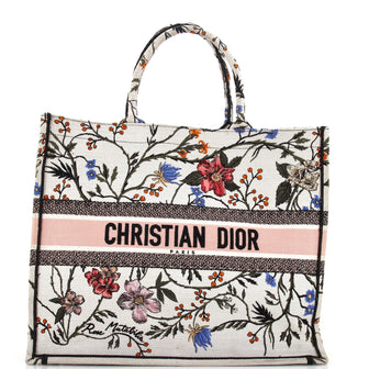 Christian Dior Book Tote Embroidered Canvas Large