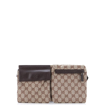 Gucci Vintage Double Belt Bag GG Canvas