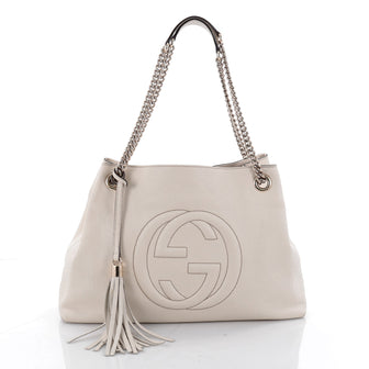 Gucci Soho Shoulder Bag Chain Strap Leather Medium White 2330403