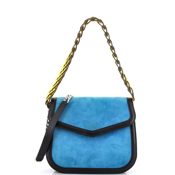 Loewe V Strap Flap Shoulder Bag Suede Small