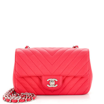 Chanel Classic Single Flap Bag Chevron Caviar Mini Pink 2330847