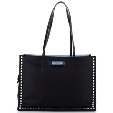 Prada Etiquette Tote Studded Tessuto Medium