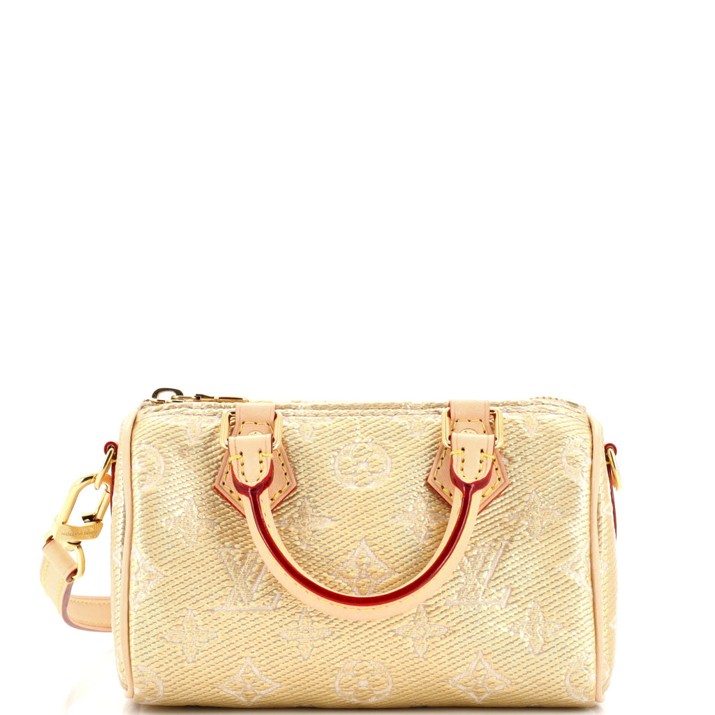 Louis Vuitton Speedy Bandoulière 20 Leather Handbag with Gold