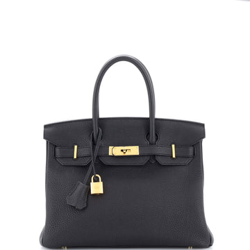 Hermes Birkin Handbag Black Togo with Gold Hardware 30