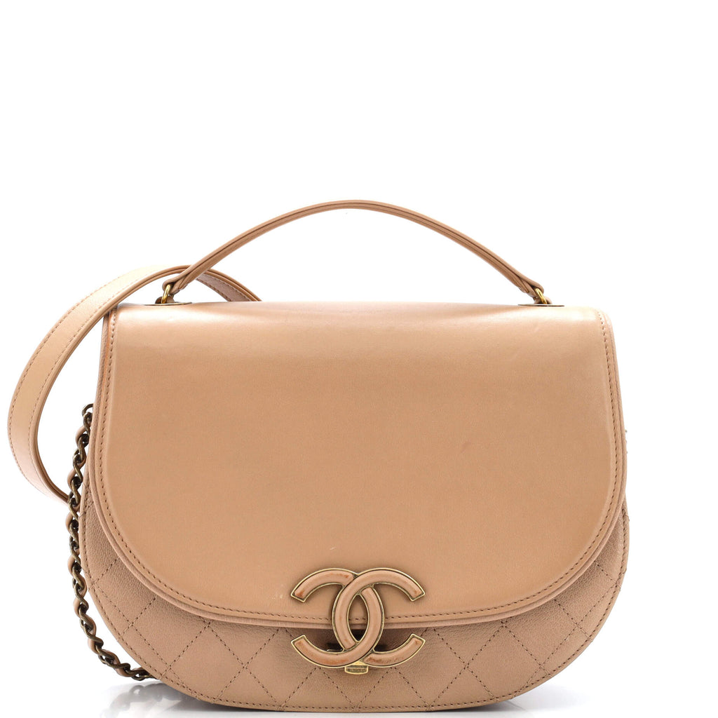 Chanel Coco Curve Flap Messenger Calfskin and Quilted Goatskin Medium  Neutral 2331493
