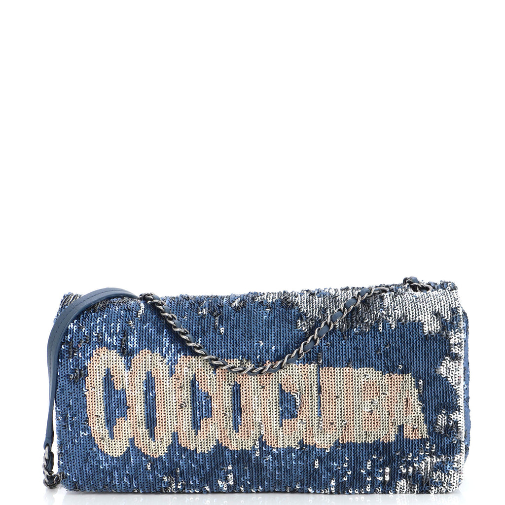 Chanel Coco Cuba Chain Clutch Sequins Blue 23320111