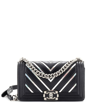 Chanel Boy Flap Bag Chevron Lambskin with Holographic PVC Old Medium