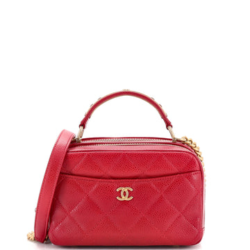 Chanel CC Top Handle Camera Bag Quilted Caviar Small