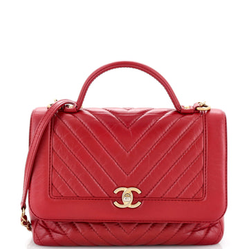 Chanel Top Handle Flap Bag Chevron Calfskin Small